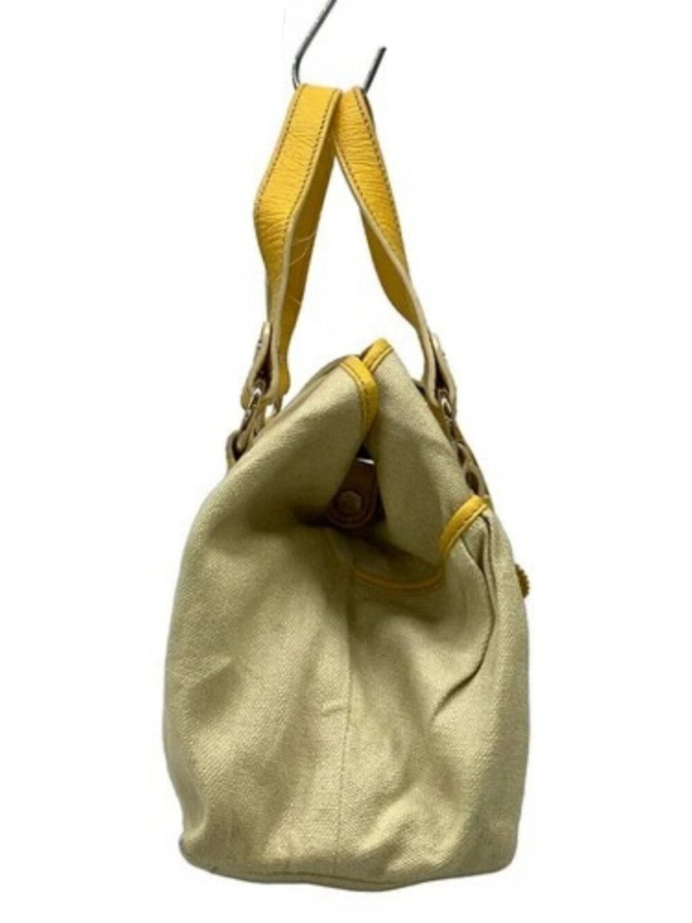 CELINE Lille - Beige Yellow Canvas Leather Tote Bag - Picture 2 of 16
